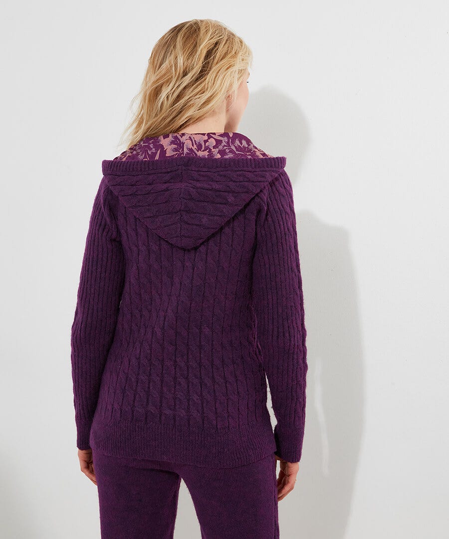 Sloe Joes Knitted Cable Zip Up Cardigan
