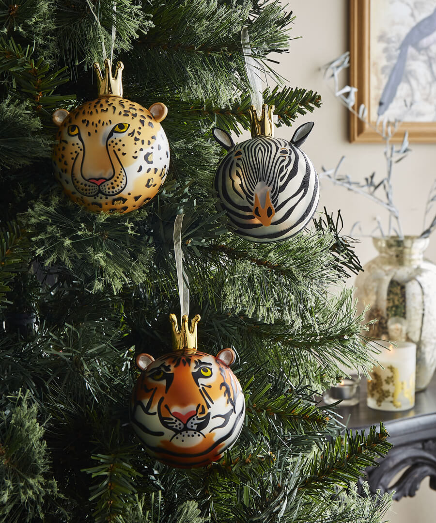 Set Of 3 Striking Animal Christmas Tree Decorations | Joe Browns