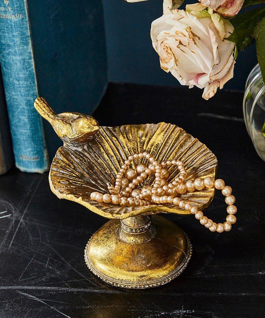Beautiful Bird Flower Trinket Dish