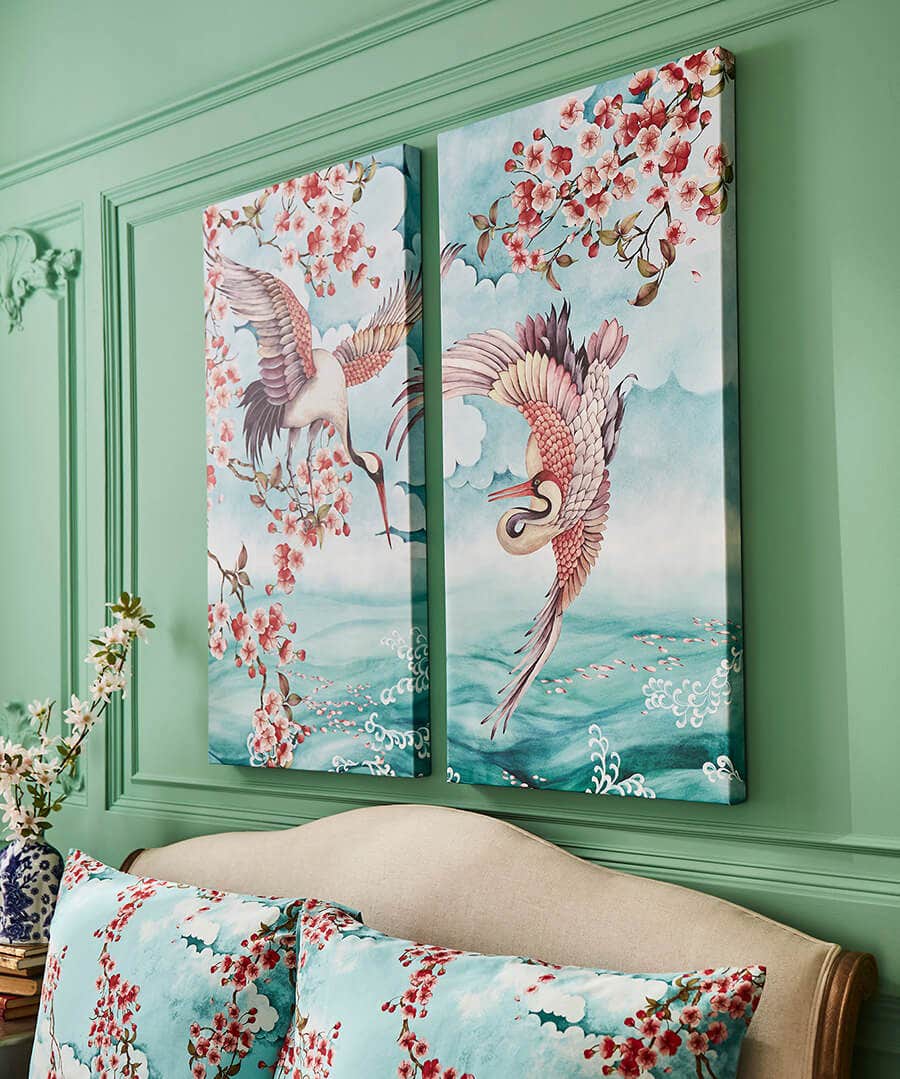 Set Of 2 Oceanic Herons Canvas Artwork