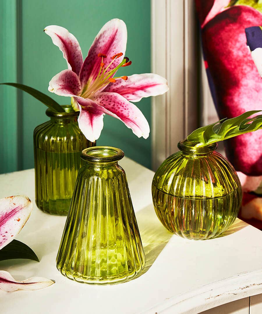Green Blooming Bud Vases Set Of 3