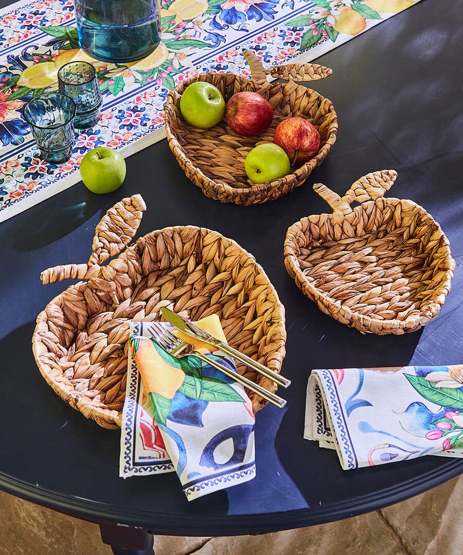 Rattan Apple Tray Trio