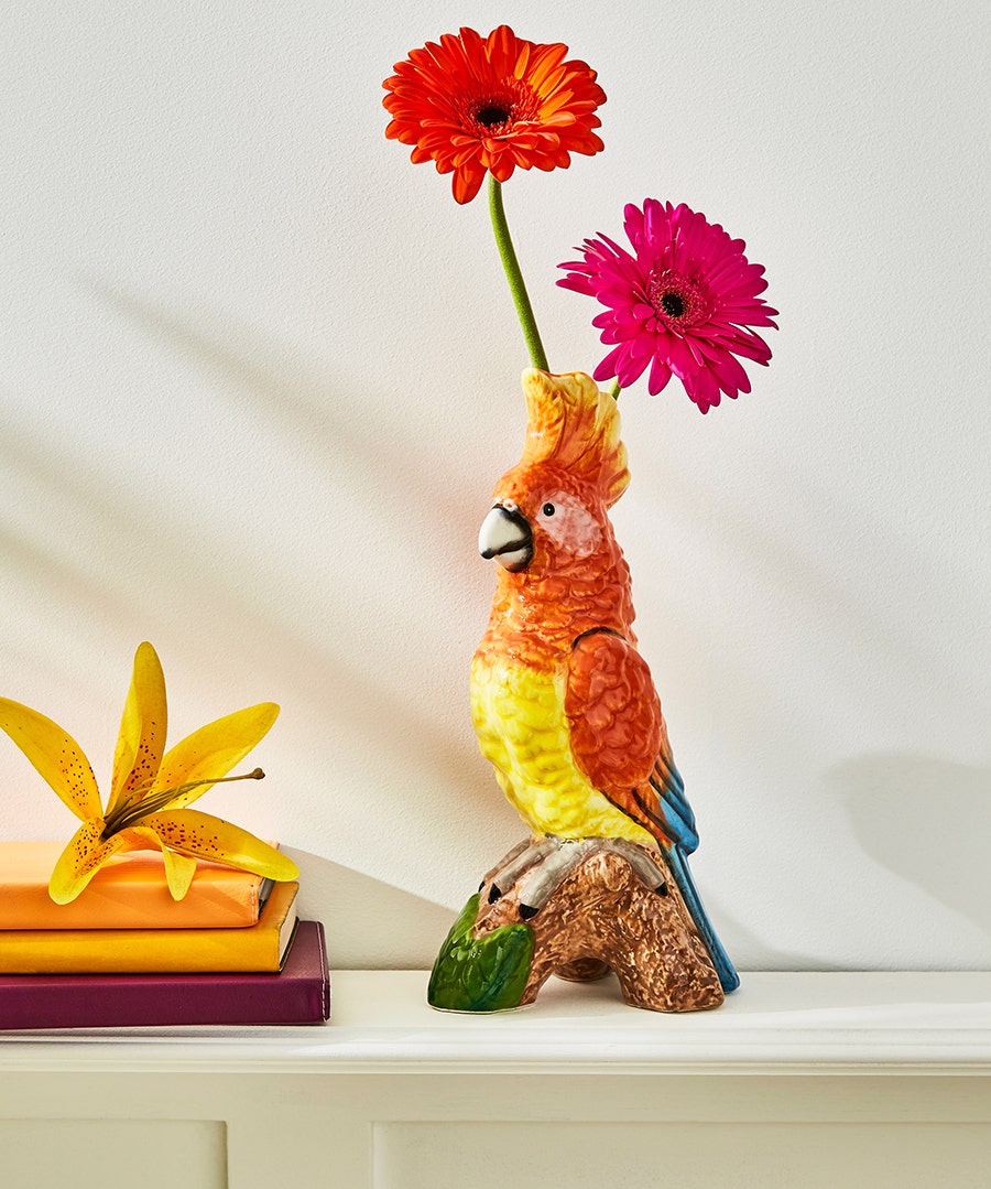 Perfectly Perched Parrot Vase