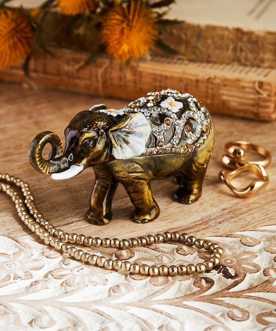 Adorned Elephant Trinket Box