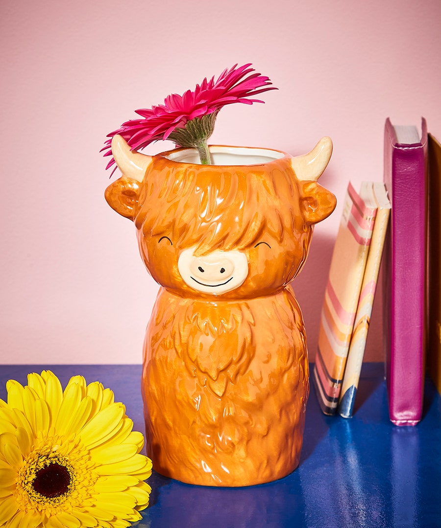 Happy Highland Cow Vase