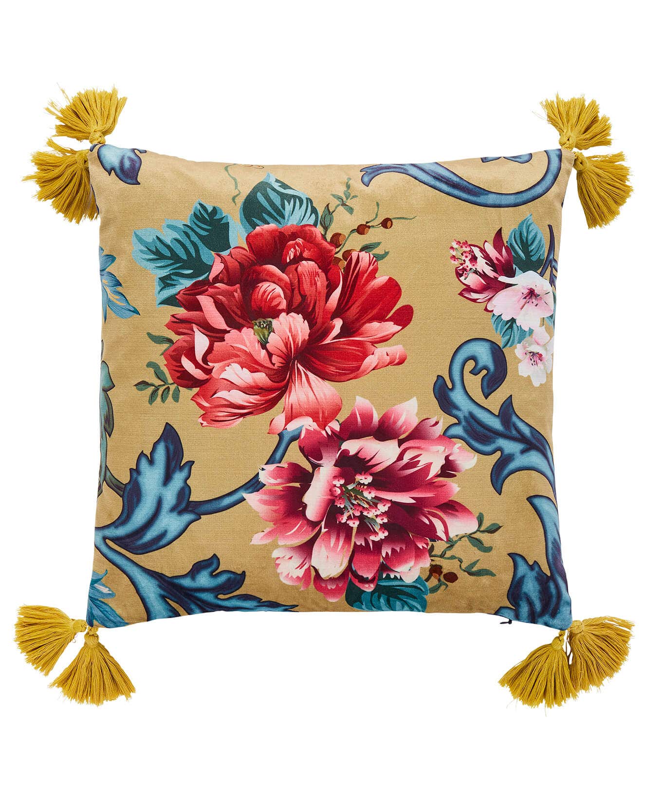 Large Floral Tassel Cushion