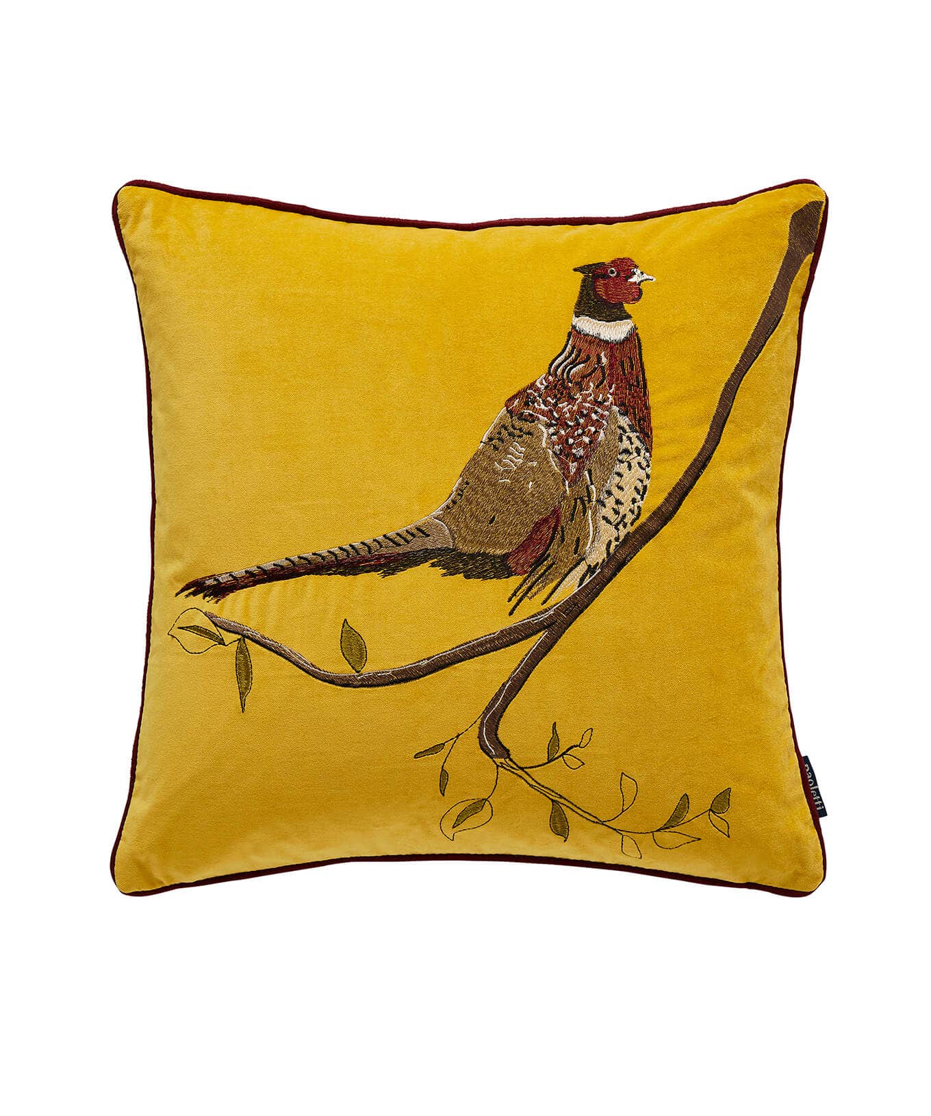 Embroidered Pheasant Cushion