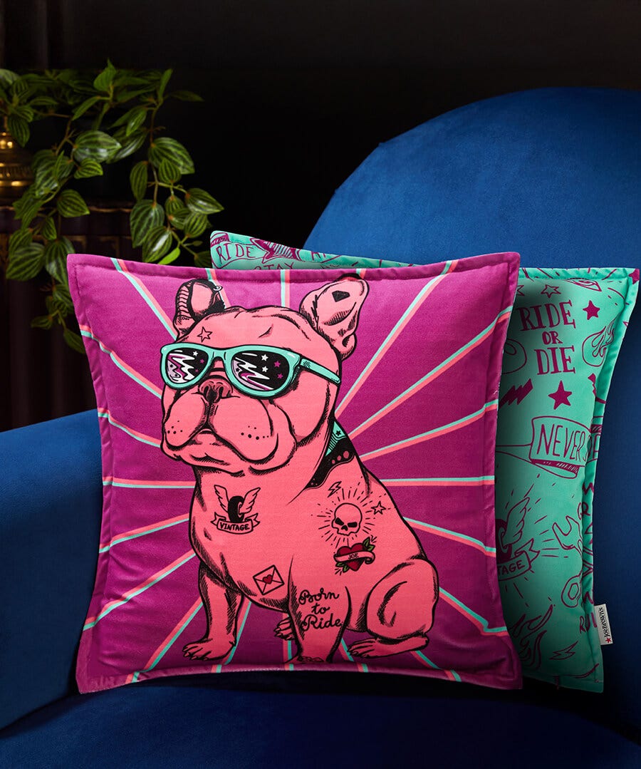 Rogue Rebel Bulldog Reversible Cushion