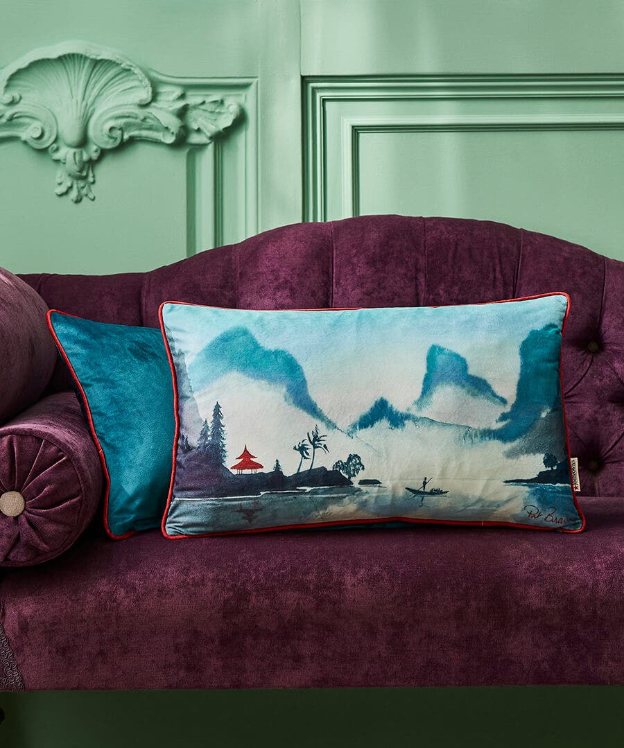Sakura Landscape Velvet Cushion