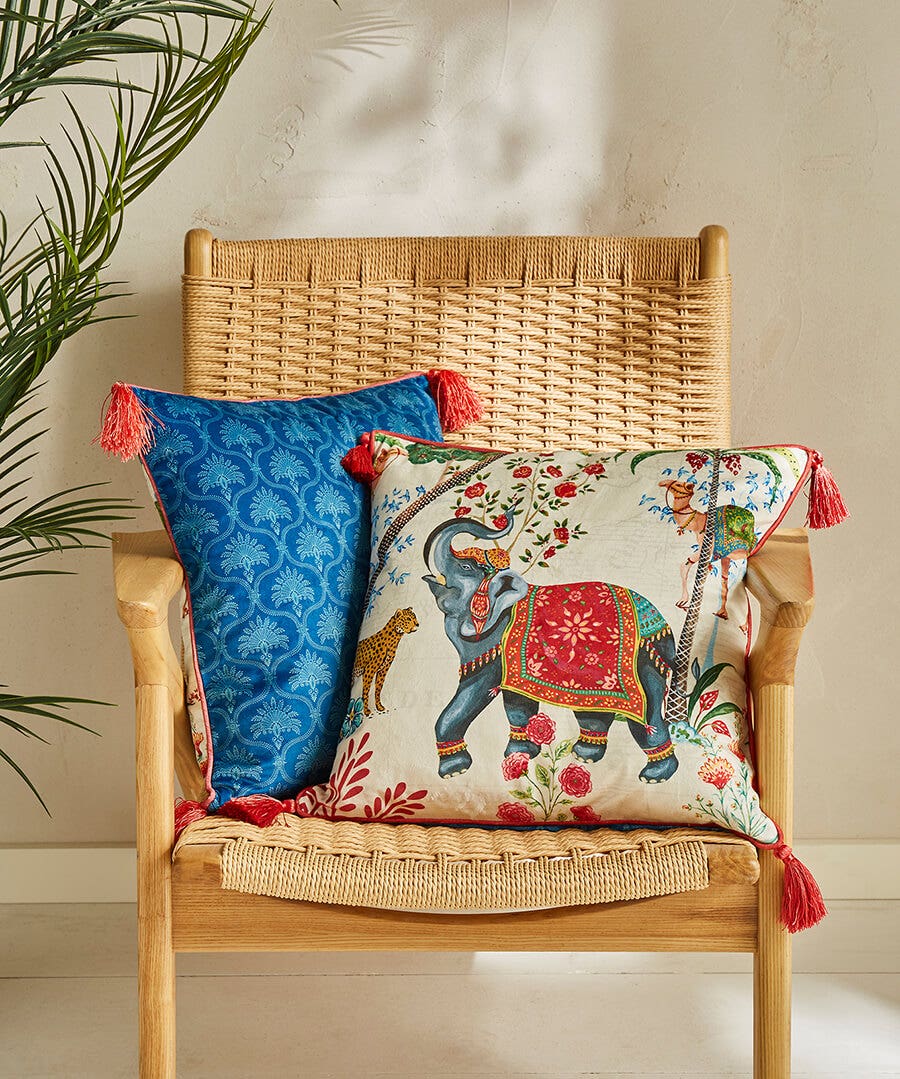 Wonderful Wanderlust Elephant Reversible Cushion