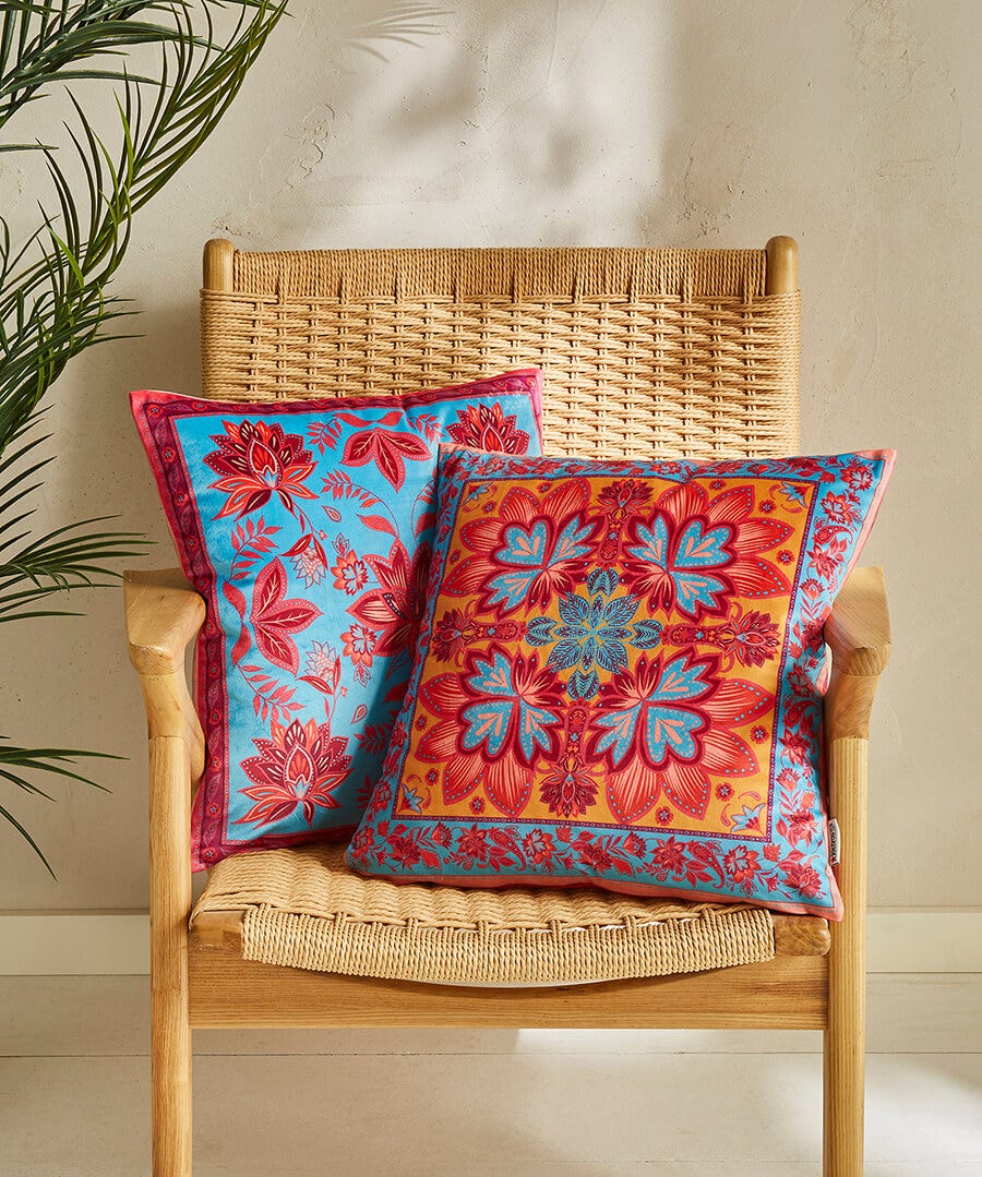 Wanderlust Border Print Reversible Cushion