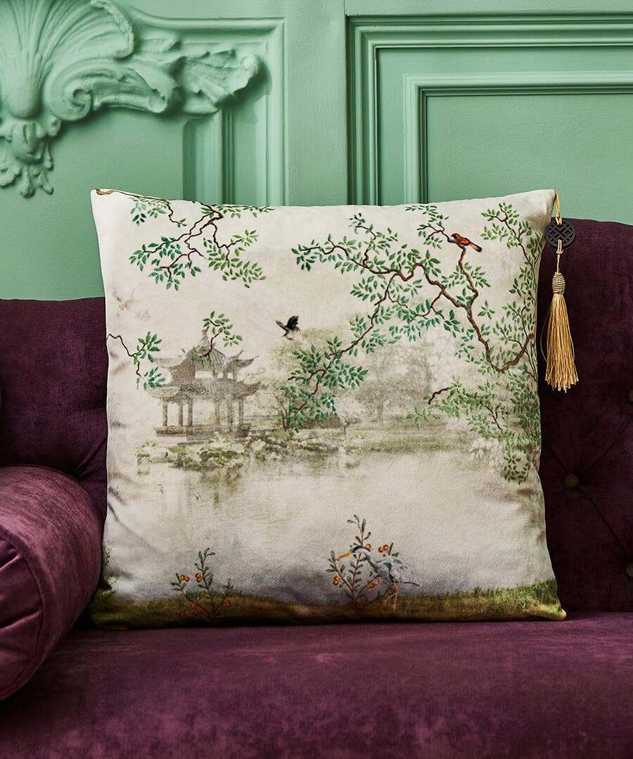 Japanese Serenity Velvet Cushion