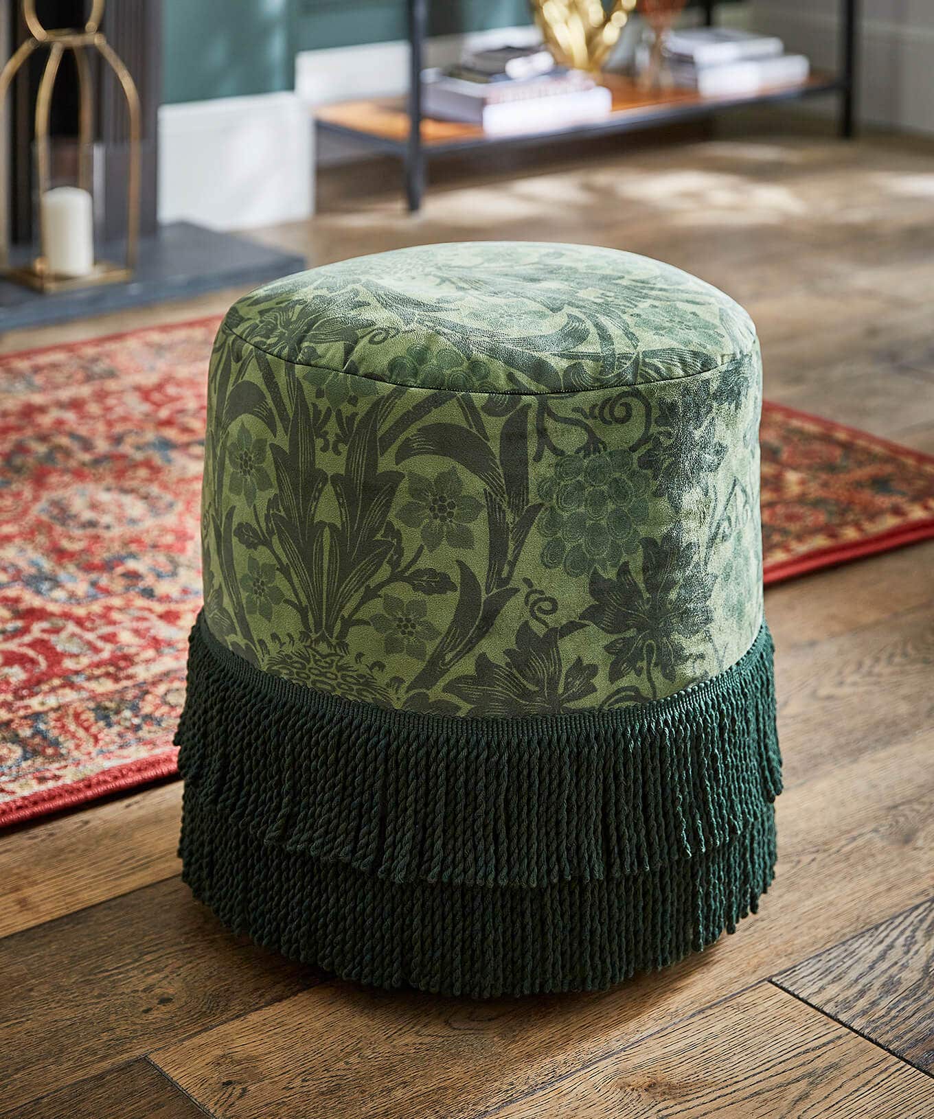 Heritage Fringed Velvet Footstool