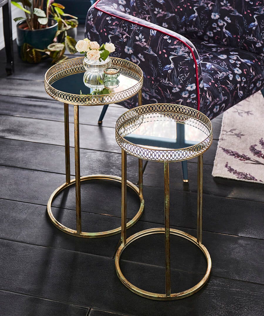 Set of 2 Portobello Mirrored Side Tables