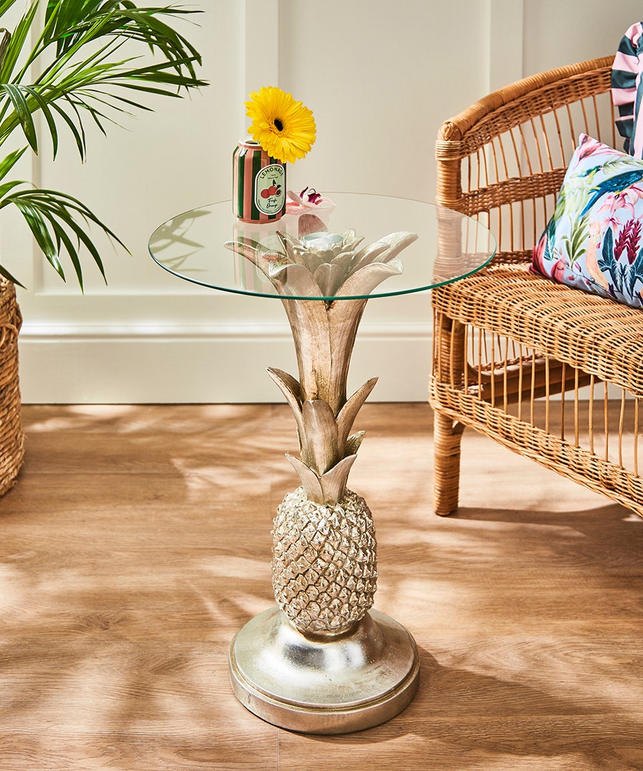 Luxe Pineapple Glass Side Table