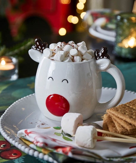 Festive White Reindeer Mug
