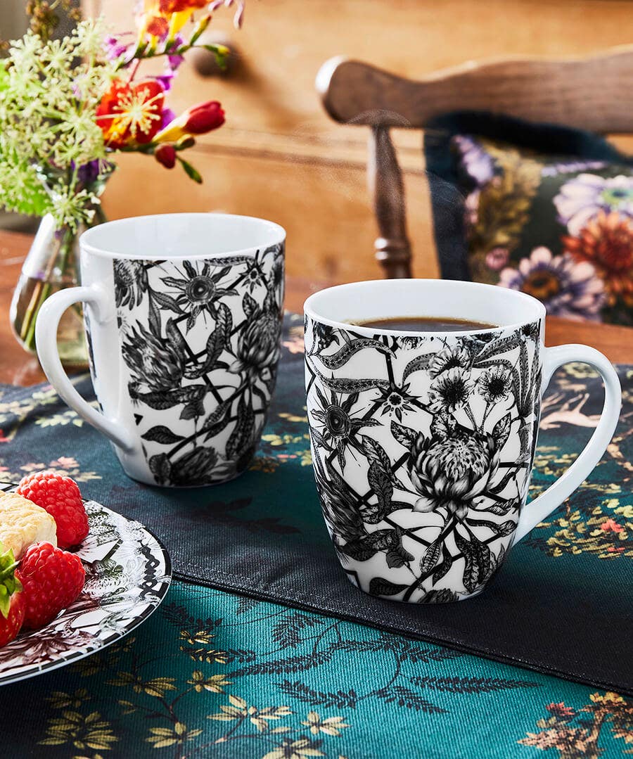 Magnificent Monochrome Floral Mugs