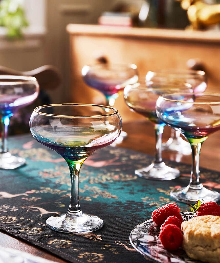 Set of 6 Suave Rainbow Champagne Coupes