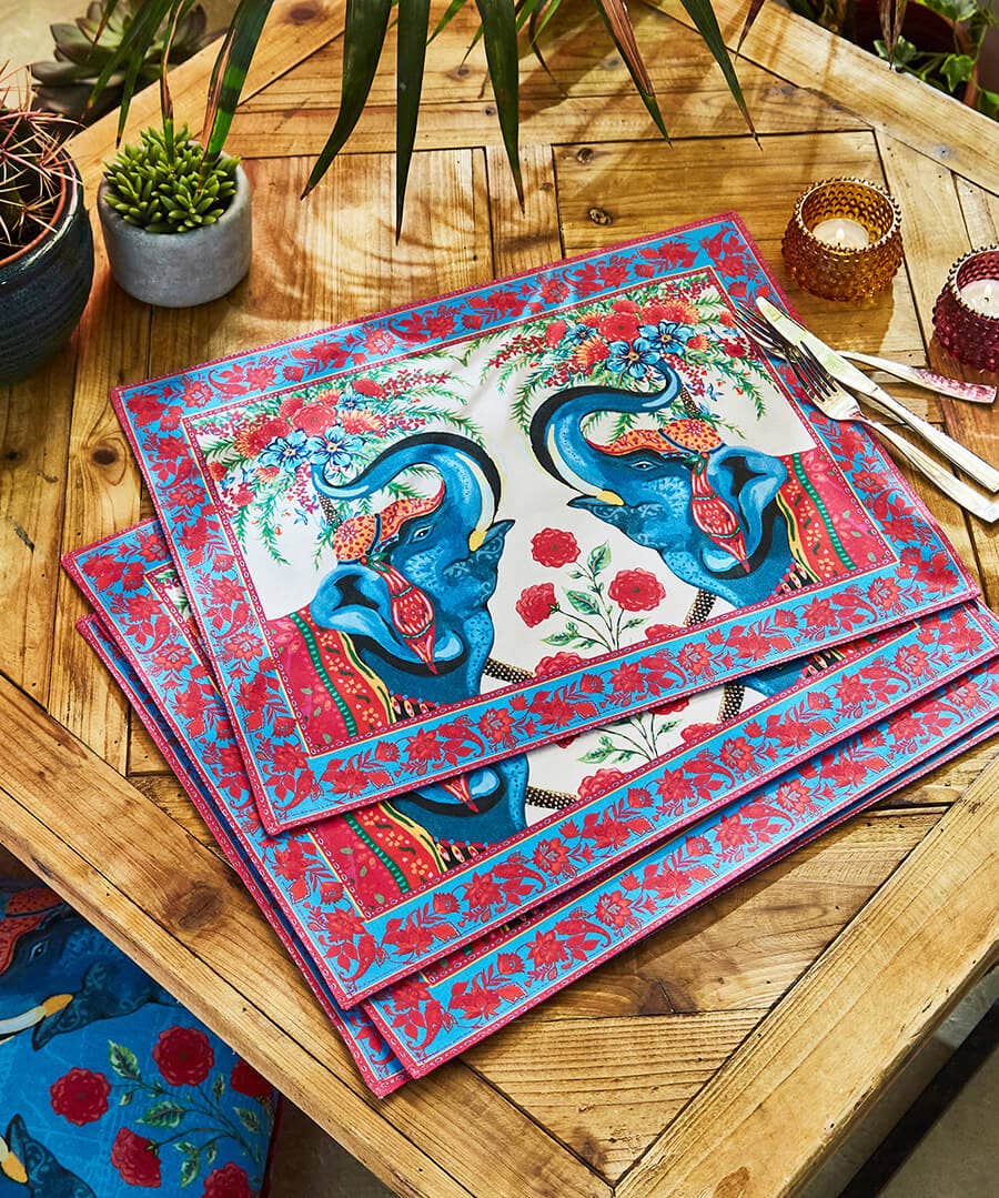 Wanderlust Rejoice Elephant 4 Pack Of Placemats