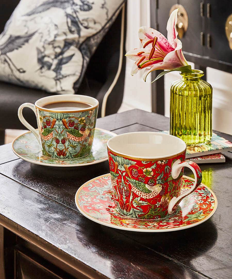 Strawberry Thief Cup And Saucer Set Of 2