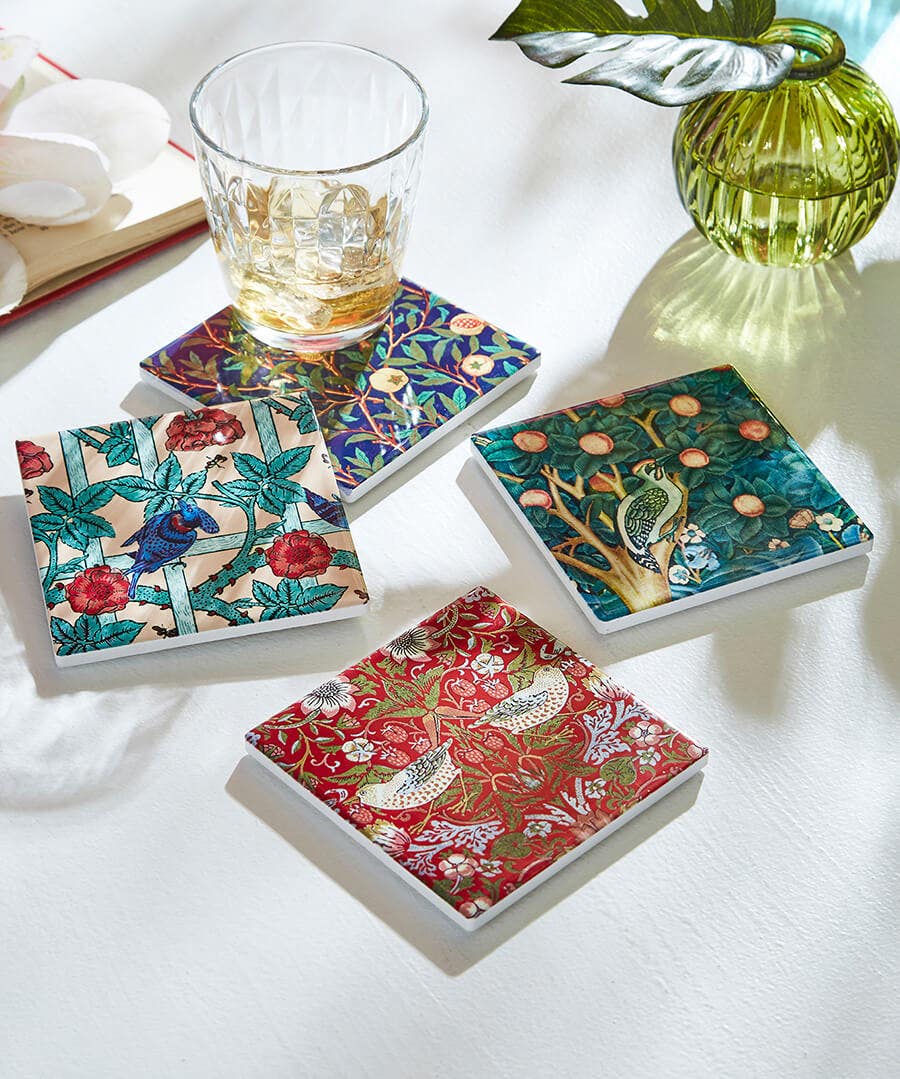 William Morris Strawberry Thief Pack Of 4 Ceramic Coasters