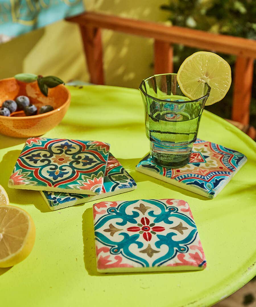 Mediterranean Tile Coasters Pack Of 4