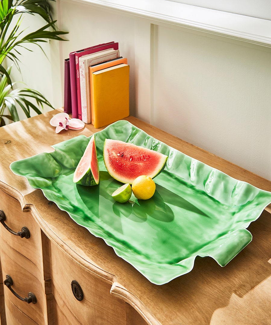 Banana Leaf Metal Serving Tray