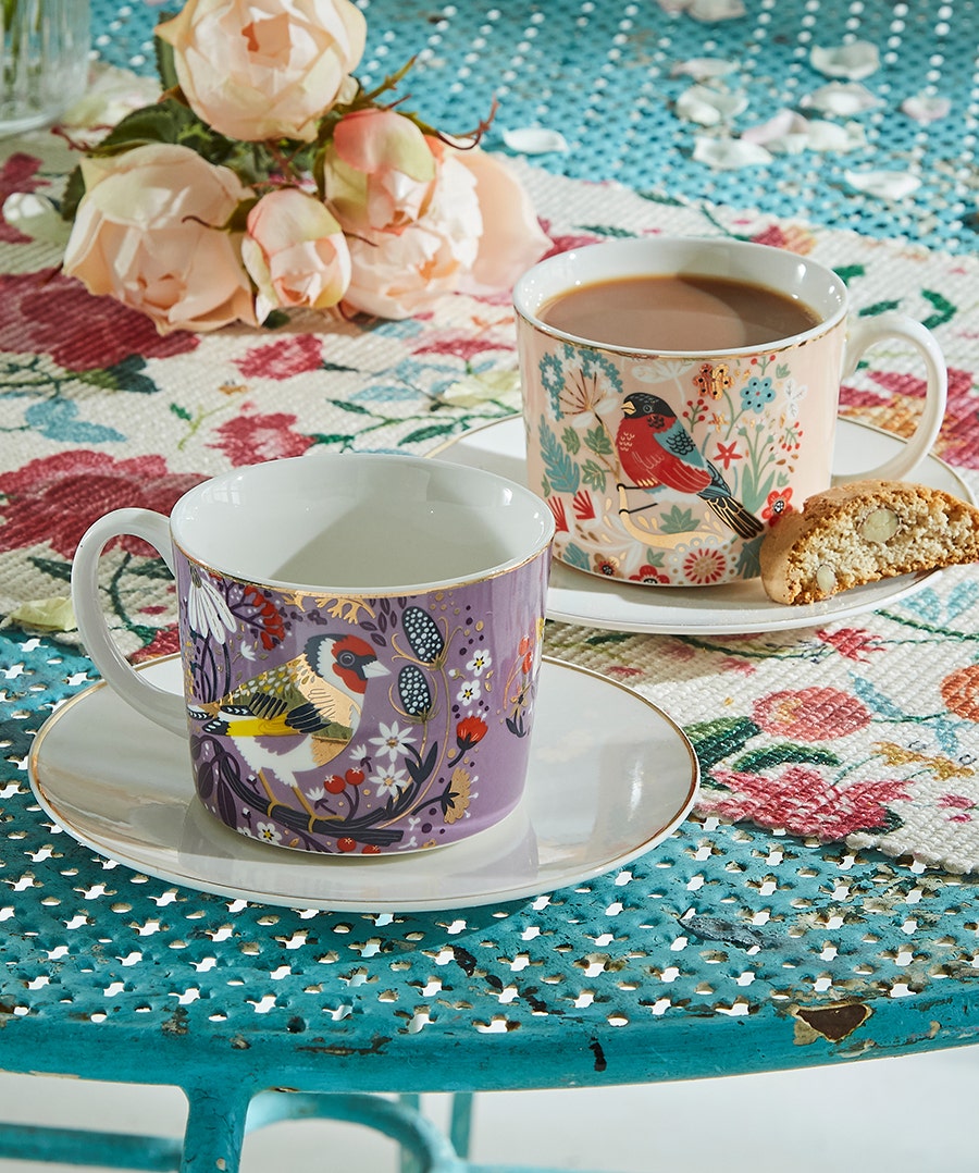 Dainty Birdy Cappuccino Cup And Saucer Set
