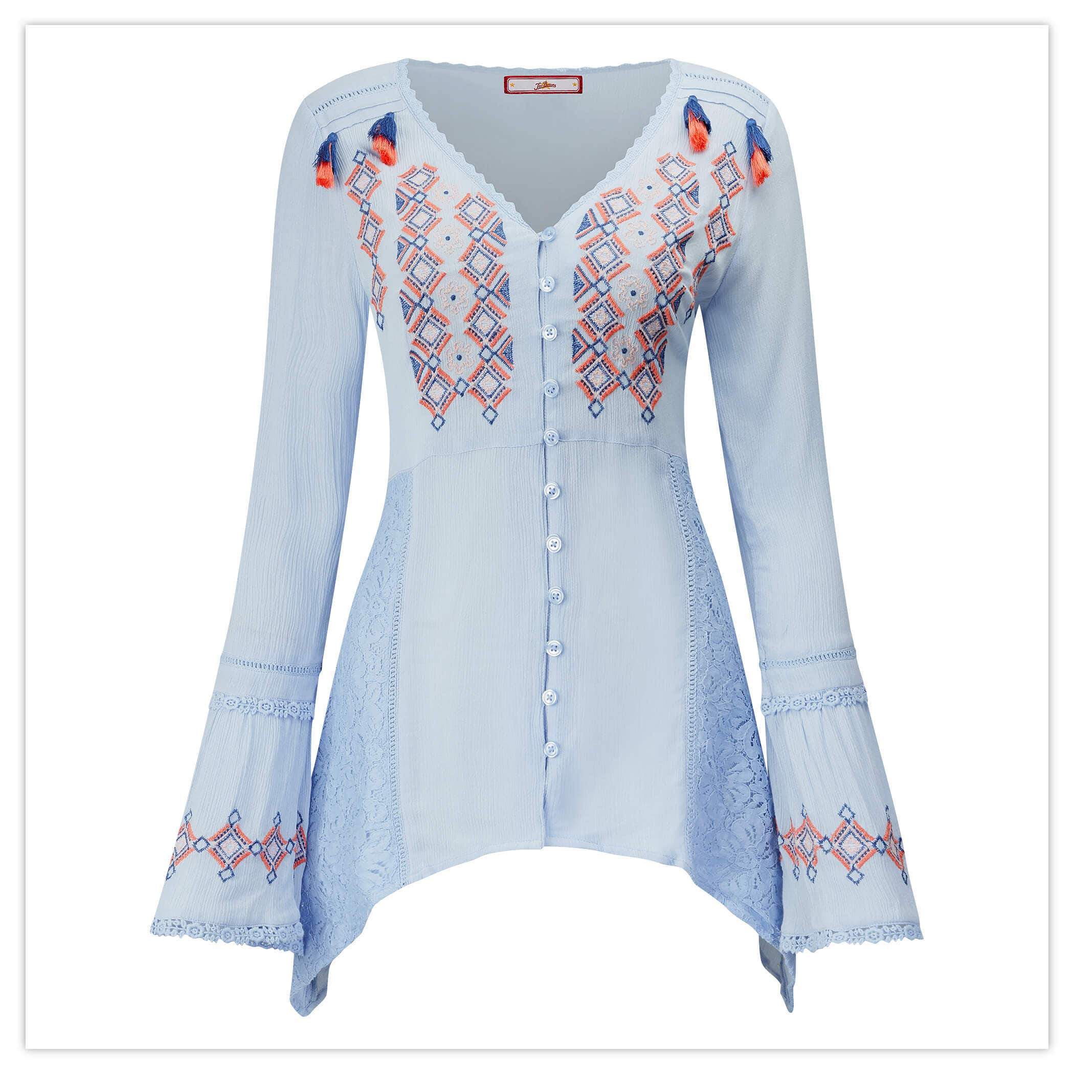 Crinkle Embroidered Blouse