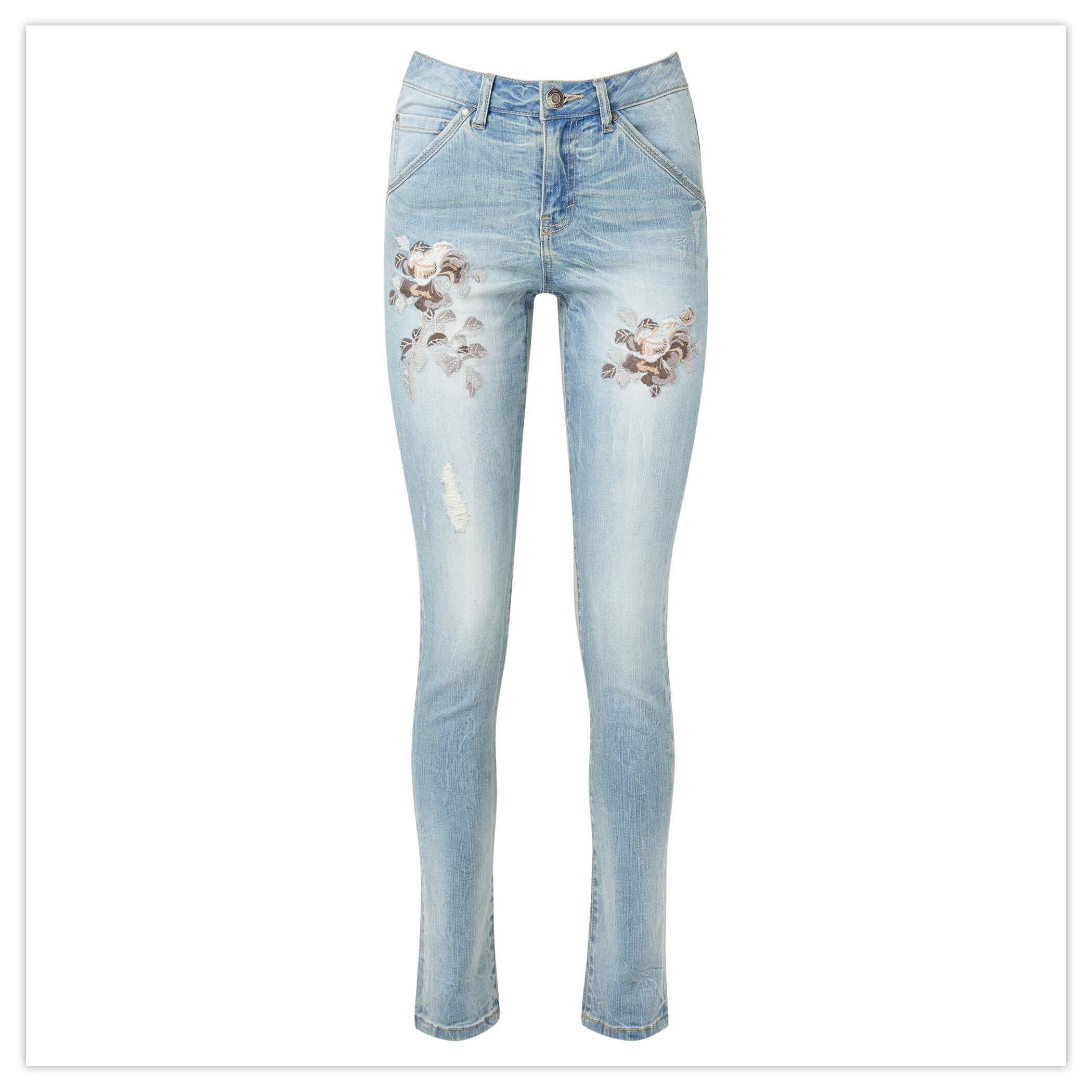 Embroidered Flowers Jeans