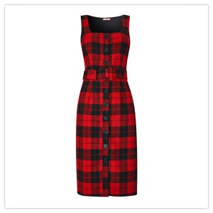 Joe Browns Check Pinafore Dress in Red and Black