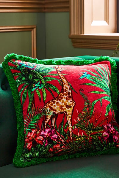 Opulent Safari Tropical Print Cushion