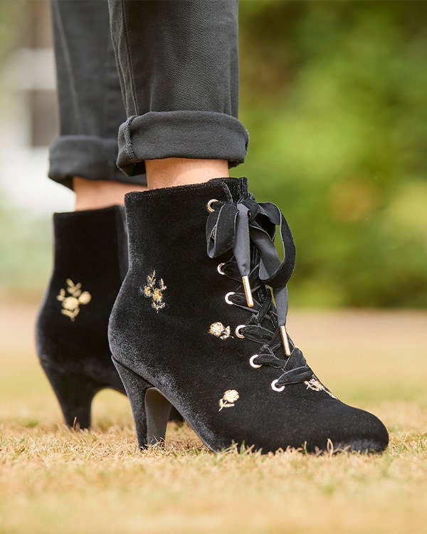 Velvet Ankle Boots Christening Outfit