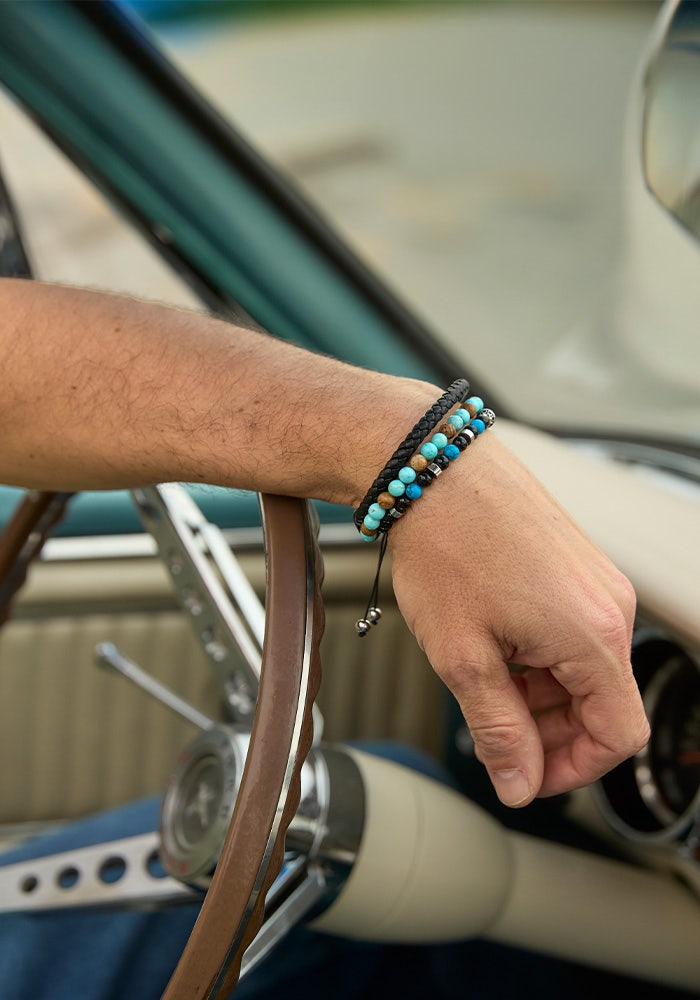 Leather Stone Bracelet