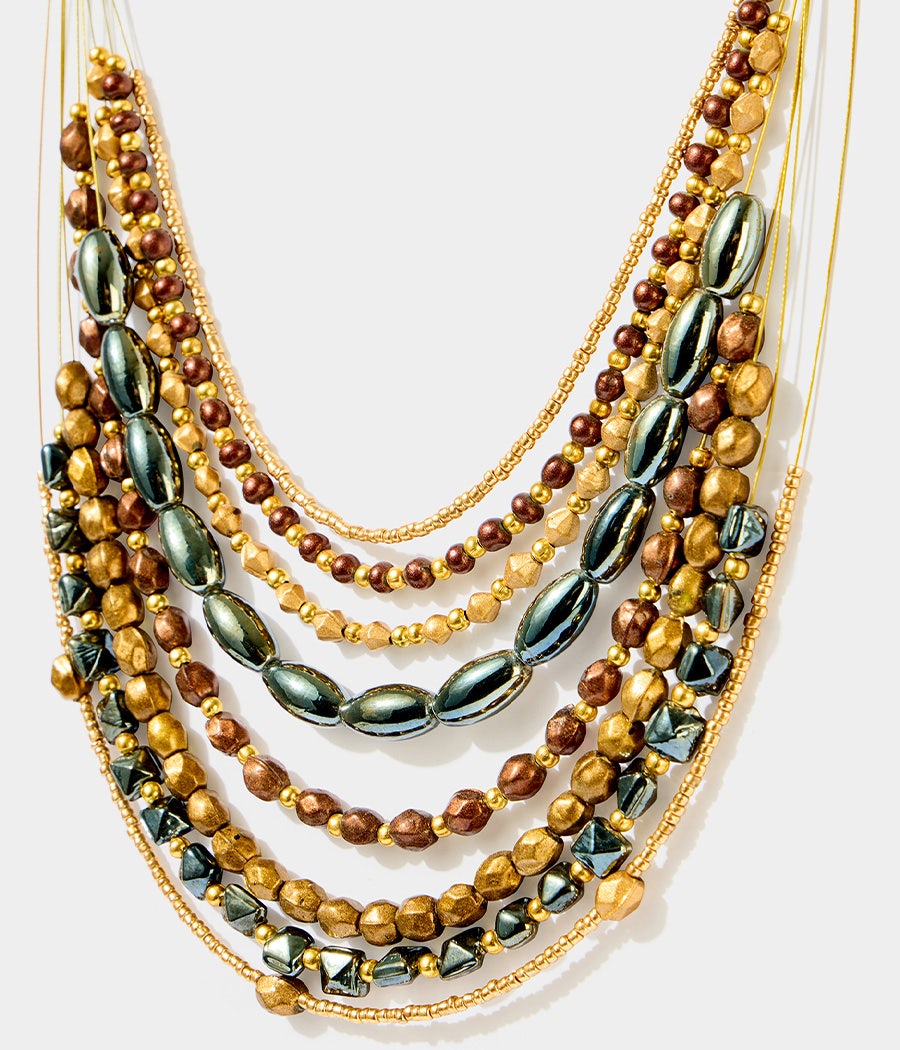 Bronzed Goddess Beaded Necklace
