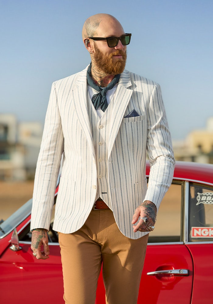 Sensational Stripe Linen Blend Waistcoat