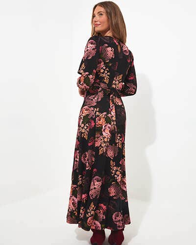 DRAMATIC FLORALS JERSEY DRESS