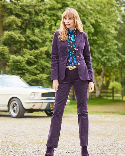 Purple Bootcut Jeans and Blazer Set