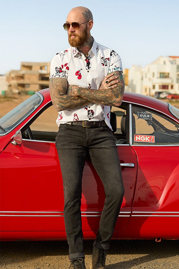 Tattoo Print Short Sleeve Shirt