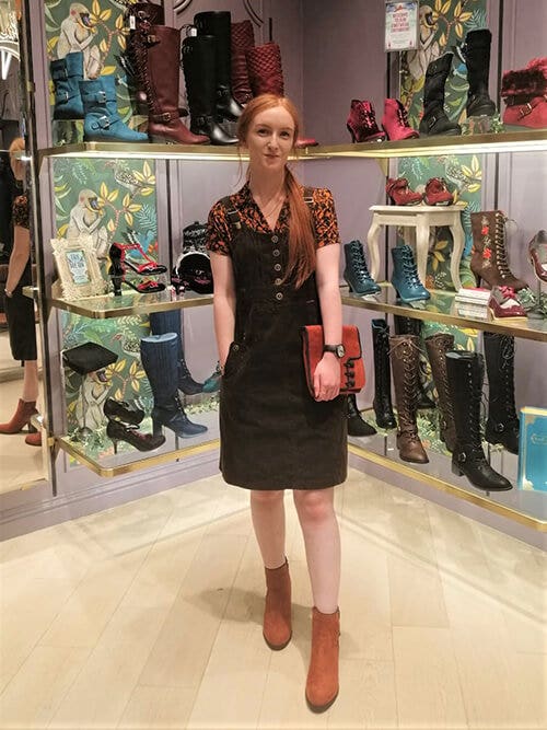 Joe Browns Meadowhall store staff member wearing autumn dress