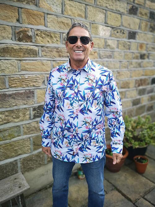 Shannon's dad Billy wearing Joe Browns' Fabulous Floral Shirt