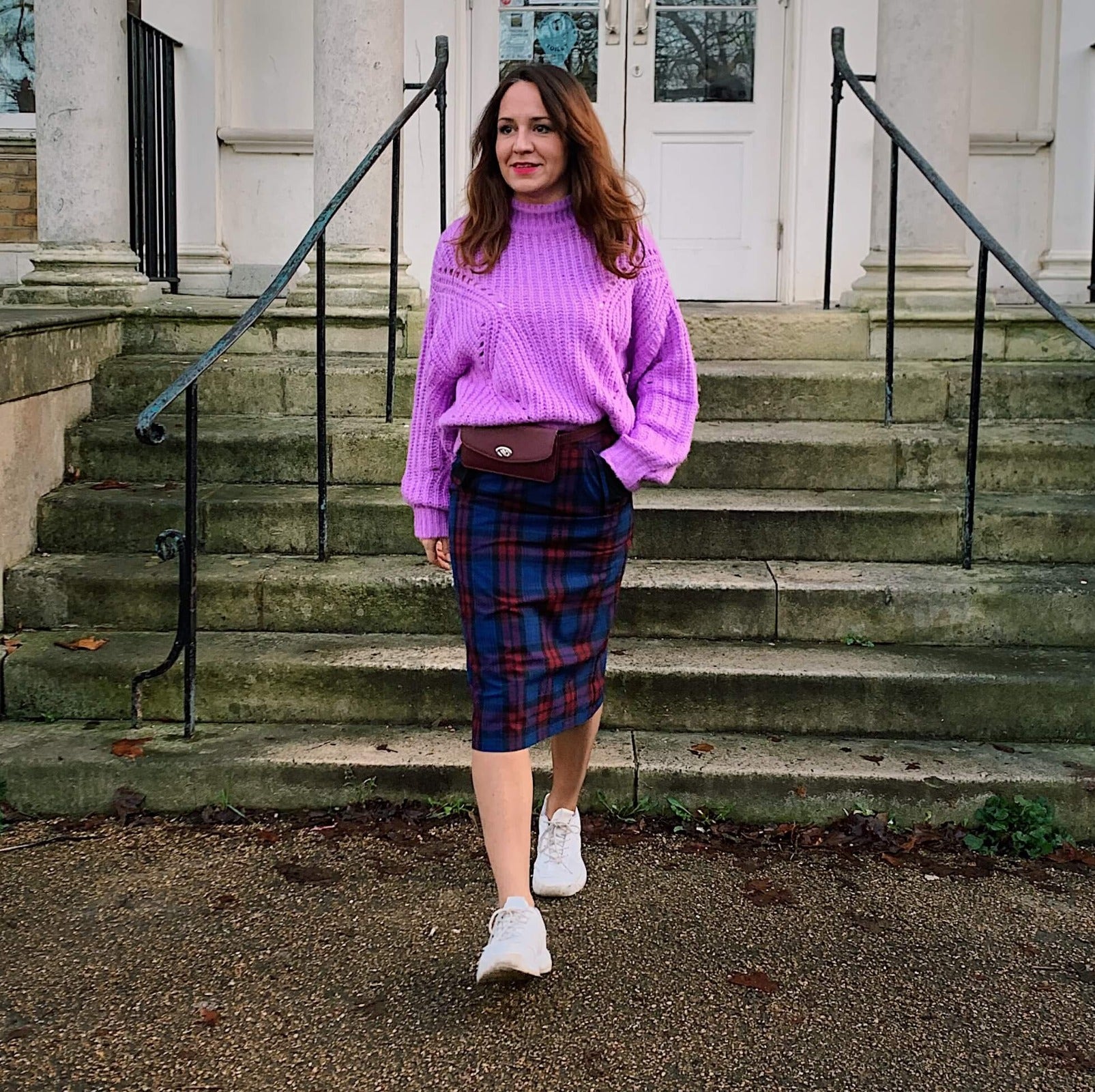 Vintage Check Skirt worn with jumper