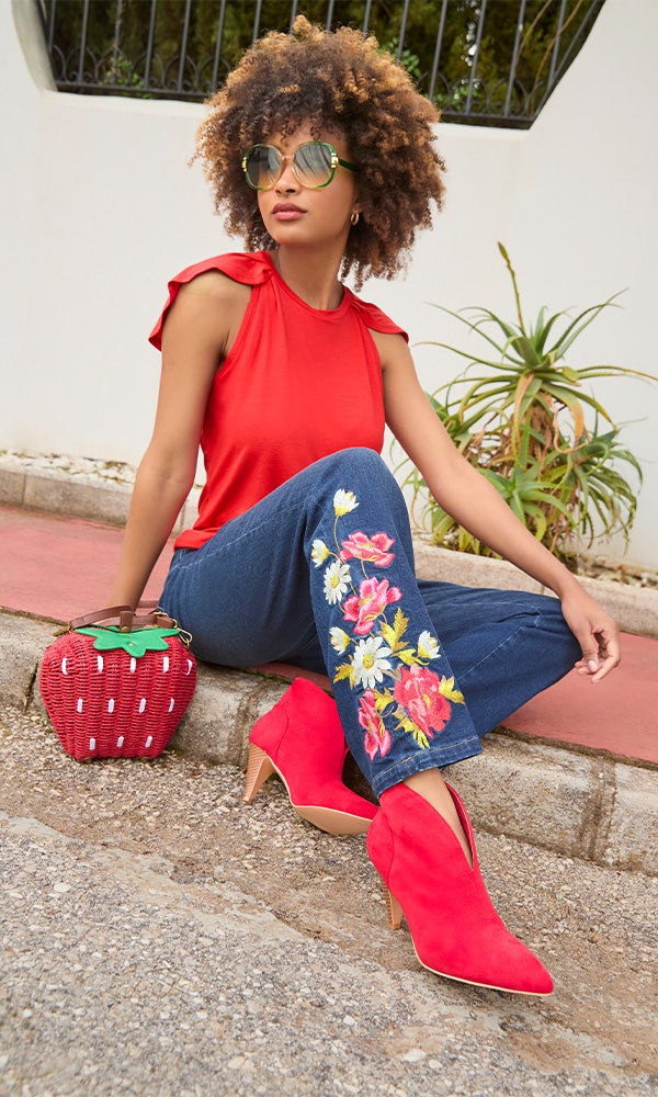 Floral Embroidered Jeans