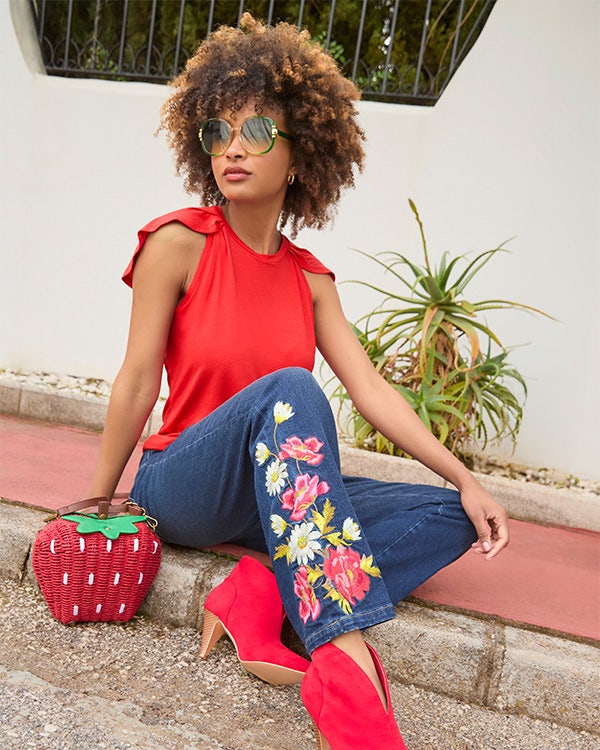 Floral Embroidered Jeans