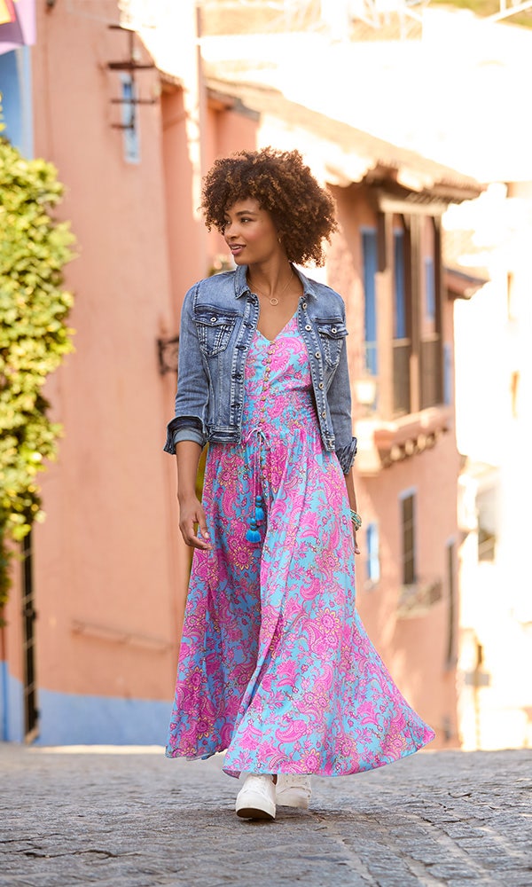 Aline Sequin Printed Boho Maxi Dress
