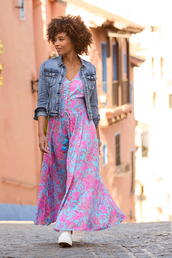Aline Sequin Printed Boho Maxi Dress