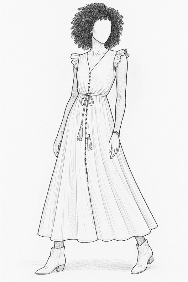 Maxi Dress Sketch Illustration