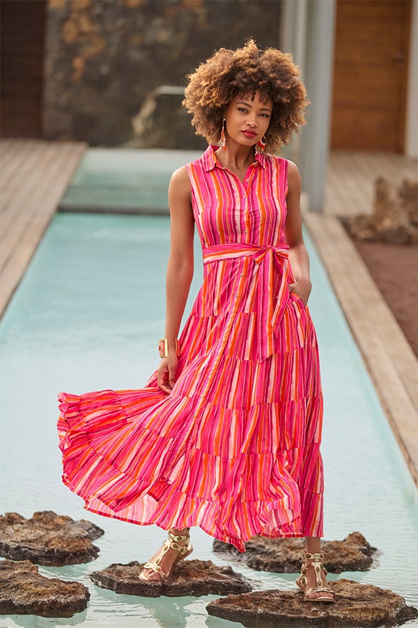 Lucy Stripe Sleeveless Maxi Dress