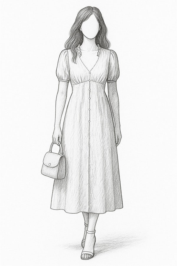 Midi Dress Illustration Sketch