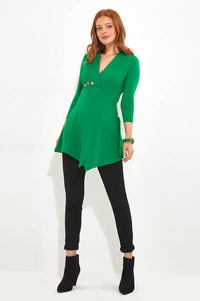 BUTTON DETAIL JERSEY TUNIC